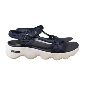 Skechers Go Walk Massage Fit Transcend Sandals Navy Women's Size 10 Comfort